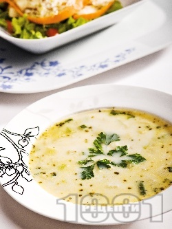 Млечна рибена супа (чорба) с бяла риба пангасиус и зеленчуци (картофи, моркови, тиквички, зелен фасул / боб) - снимка на рецептата